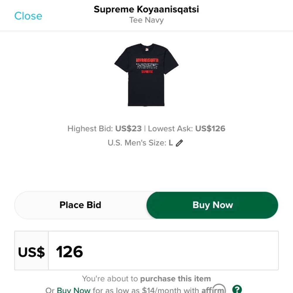 Supreme - Koyanisqatsi Navy Tee
